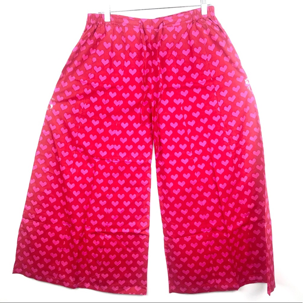 NWT Womens Pink Heart Print Cotton Indian Palazzo